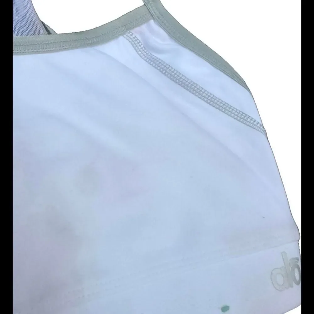 Alo-yoga Women's White and Green Bra